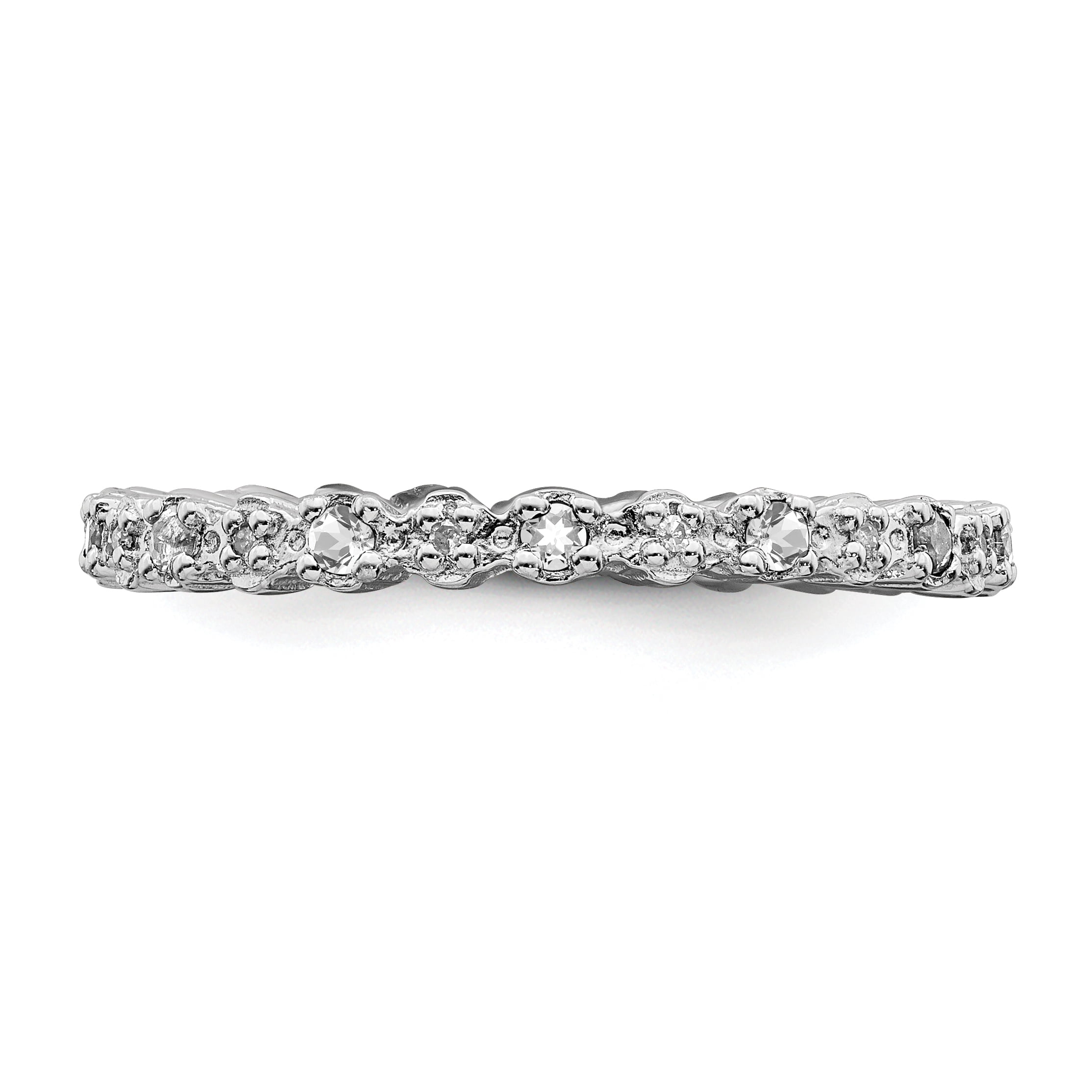 Sterling Silver White Topaz & Diamond Ring