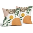 thumbnail image 2 of Boho Pillow Covers 18x18 Set of 2 Bohemia Sunset Leaves Farmhouse Decorative Throw Modern Abstract Geometric Outdoor Pillowcases Cotton Linen Cushion For Couch Bed Sofa Chair, 2 of 6