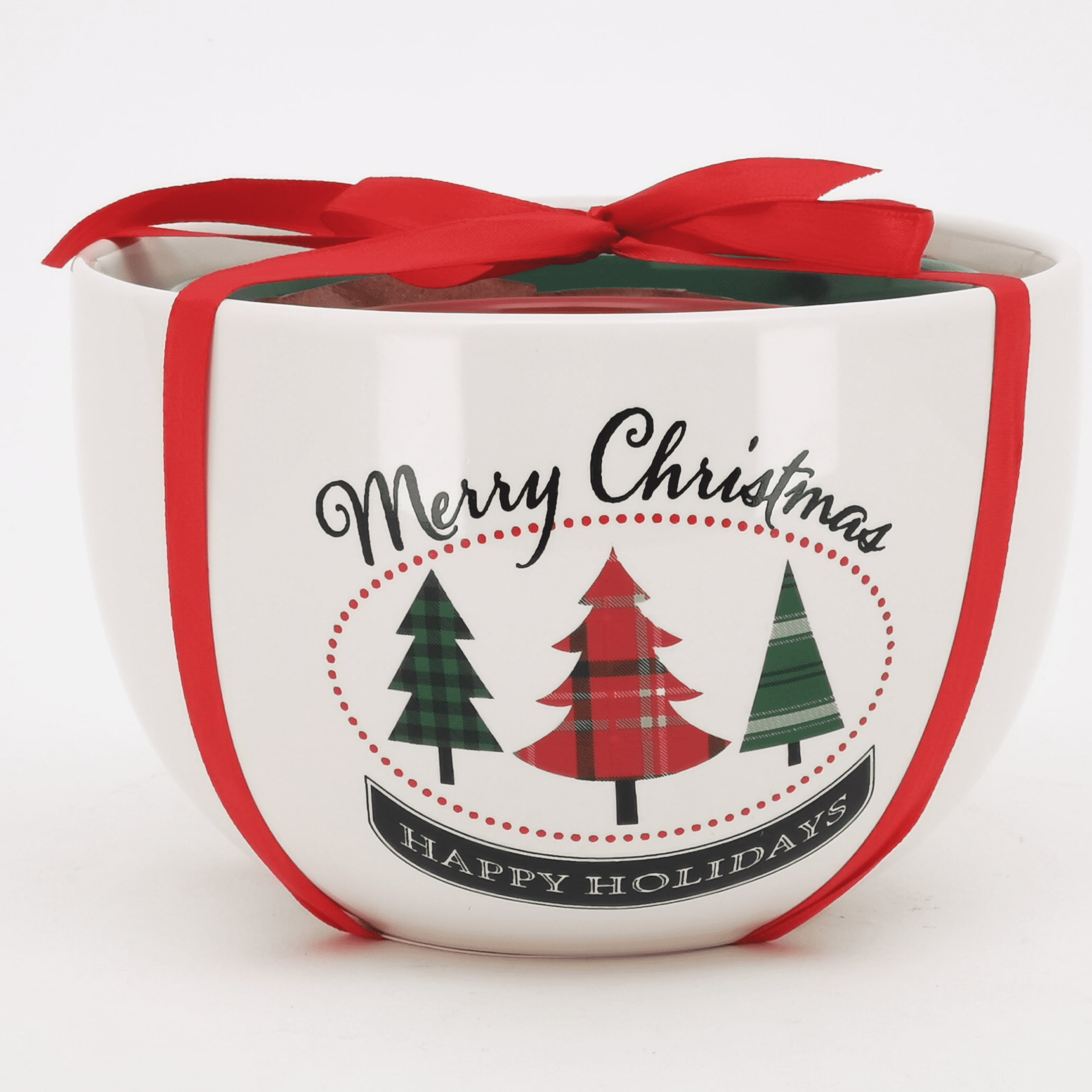 Holiday Time White 3 Piece Bowl Set, Stoneware Ceramic