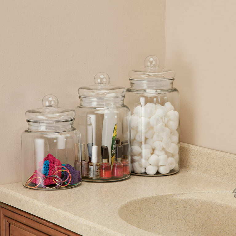 Decorative Glass Apothecary Candy Jars, Home Storage Canisters w/ Lids, Set  of 4