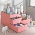 thumbnail image 3 of Makeup Organizer with Drawers - Organization and Storage Case for Cosmetics Make Up & Jewelry - Pink Makeup Organizer,Bathroom Counter for Vanity, Bathroom, College Dorm, (2 Drawer, 7 Compartment), 3 of 7