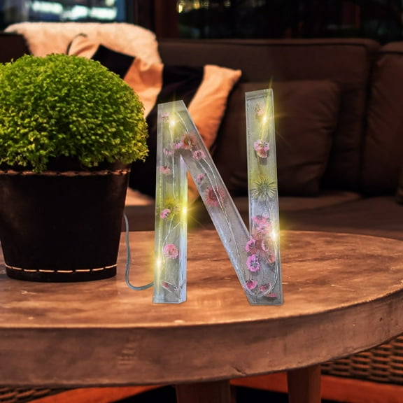 PATLOLLAV Floral Resin Letter Night Light, Pressed Flower Resin Letters with Light, Personalized Dry Flower Name Night Light for Birthday Christmas Anniversaries Wedding Decor, 1Pcs