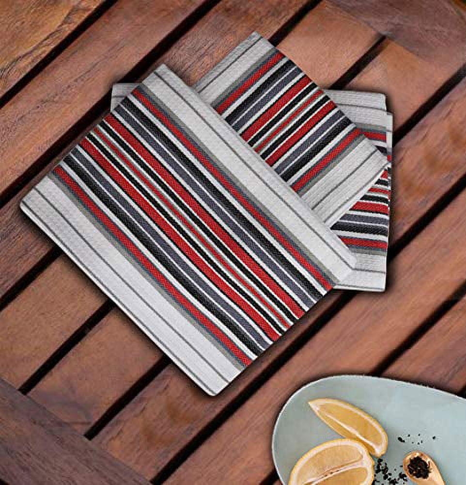 Urban Villa Kitchen Towels,, Cotton Dish Towels,Mitered Corners,Ultra Soft (Size: 20X30 in), White Waffle Stripes, Absorbent Bar Towels & Tea Towels - (Set of 6)