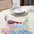 thumbnail image 4 of Blue Pink Hydrangea Round Tablecloth 54 inches Watercolor Spring Floral Green Leaf Newspaper Texture Waterproof Oil-Proof Table Cloth Round Table Cover for Holiday Party Picnic Dinner Decor, 4 of 9