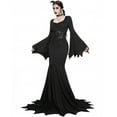 thumbnail image 2 of Women's Vintage Gothic Long Dress Witch Style Black Dress Halloween Cosplay Costume Dress, Dance Performance Costumes, Evening Gowns, 2 of 2