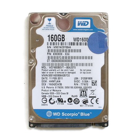 WD BLACK 320GB 2.5'' HDD WD3200BPKT, 15JUL2013 R, DCM: HHOTJHB
