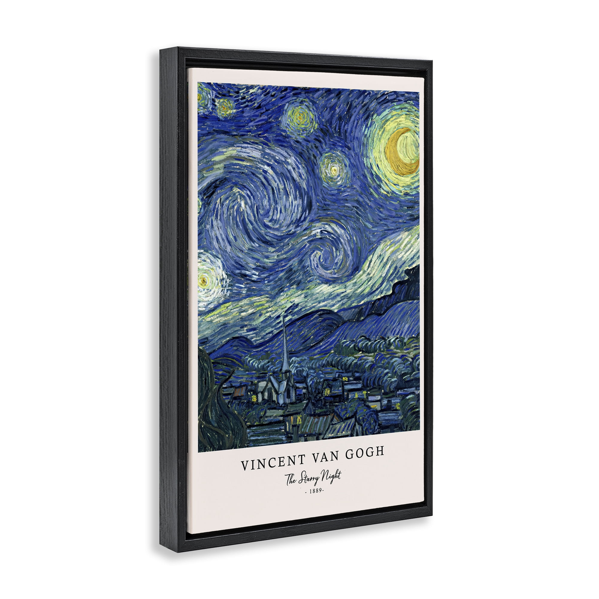 Stupell Industries Classic Starry Night Van Gogh Black Framed Floater Canvas Wall Art, design by Vintage Hustle
