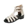 thumbnail image 2 of CQONEPT Summer Strappy Flat Sandals,Women's Gladiator Sandal Flat Strap Sandals Low Wedge Sandals Ankle Buckle Flat Fisherman Thong Cross Strappy Sandals Size 5.5 White, 2 of 8