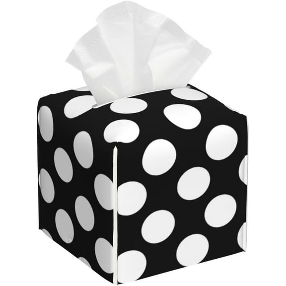 Tissue Box Cover Black and White Polka Dot Tissue Box Holder Tissue Box Cover Square Decorative Bathroom, Bedroom Or Office