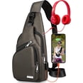 thumbnail image 1 of Mochila impermeable para hombre y mujer, mochila cruzada para hombre y mujer, mochila para senderismo, mochila cruzada multiusos para el pecho, color caqui esquí esquí Gafas de esquí, 1 of 5