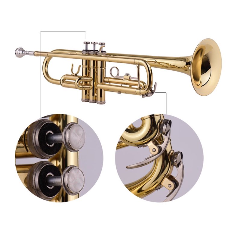 Trumpet Bb Flat Brass Gold-paintedExquisite Musical Instrument for Dazzling  Performances 