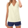 thumbnail image 2 of Womens Tank Tops - Casual Cotton Linen Summer Tanks - Female Solid Color Pullover Sleeveless Tee Shirts Beige, 2 of 7