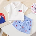 thumbnail image 4 of Gerichy Baby Boy 4th Of July Outfit American Flag Embroidery Polo T Shirt Striped Stars Shorts Toddler Boys Summer Outfit,0-6 Months, 4 of 4