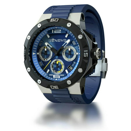 DN2020-24BYB Men's Swiss Made Chronograph Watch Blue Rubber Strap Blue (Best Swiss Made Watches)