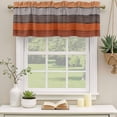 thumbnail image 3 of Burnt Orange Grey Valances for Windows, Decorative Rod Pocket Window Valance Curtains, Vintage Stripe Farmhouse Wood Grain Short Curtain Drapes for Kitchen/Living Room, 2 Panels, 42" W x 12" L, 3 of 8