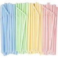 thumbnail image 1 of Paquete de 500 pajitas de plástico desechables flexibles, 9,4" de alto, colores surtidos a rayas, 1 of 5