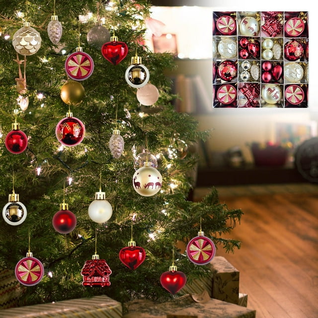 Set de decoraciones para árbol de Navidad | 40 adornos pintados por alienígenas | Pelotas navideñas duraderas de 6 cm | Diseño colgante caprichoso para árbol, corona, guirnalda | Decoración festiva