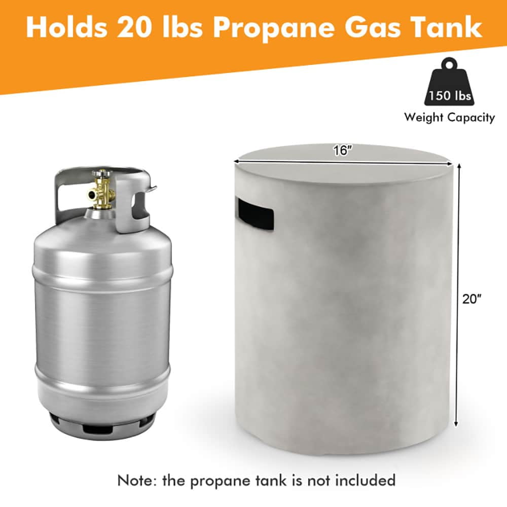 Spaco Outdoor Weather Resistant Tank Hideaway Table Fits Standard 20 LBS Propane Gas Tank for Fire Pits, Fire Pit Table for Outdoor as Patio, Garden, Gray