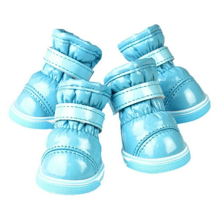 Spdoo Dog Shoes for Winter  Dog Snow Boots & Paw Protectors  Fleece Warm Snow Booties for Puppy with Anti-Slip Sole for Small Medium Size Dogs 4PCS/Set