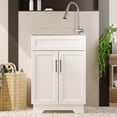 thumbnail image 4 of UpWiew Laundry Sink Cabinet with Stainless Steel Sink and Pull-Down Faucet, 24 Inch Large Utility Sink Cabinet for Laundry/Utility Room, Kitchen, Bathroom and Garage, White, 4 of 4