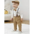 thumbnail image 5 of CARETOO Baby Boy Clothes Suit 0-18M Newborn Infant Gentleman Outfit Dress Shirt Bowtie Pants Hat Set, 5 of 12