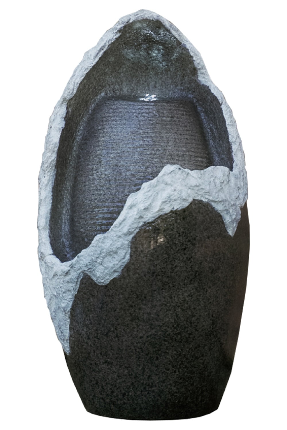 XBrand Round Broken Waterfall Fountain, Indoor Outdoor Décor, 27 Inch Tall, Grey