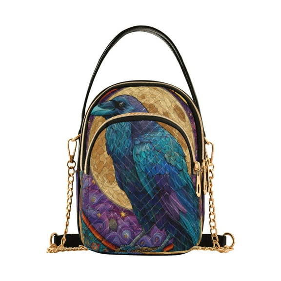 Leather Handbag Crossbody Bag Purple Majestic Raven