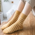 thumbnail image 4 of Pastel Colors White Stripe Retro Cut Stretchy Long Socks Mid Tube Socks Women Socks Cotton Socks Ankle Sock COFFEE, 4 of 8