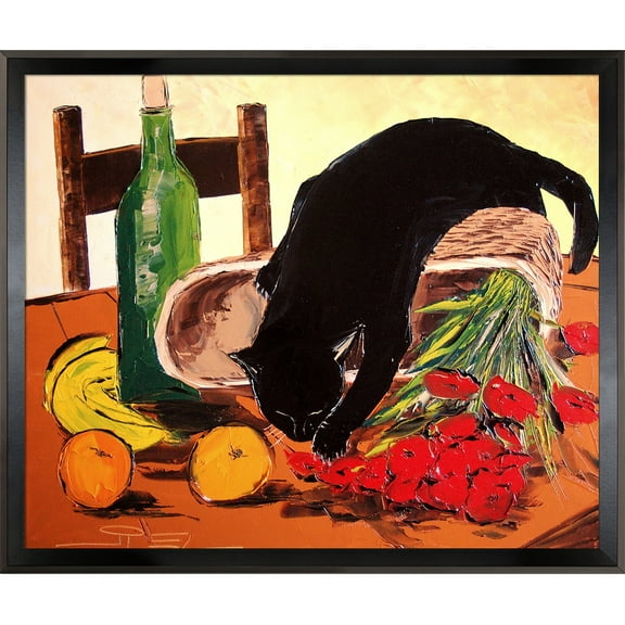La Pastiche Atelier De Jiel Return from market with black cat Framed Fine Art Print