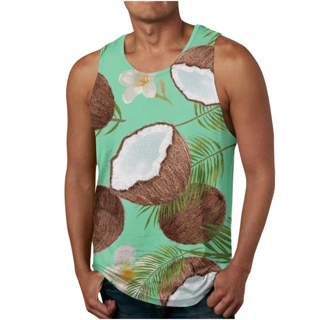 LSLJS Débardeurs à Imprimé Dégradé pour Hommes, T-Shirt Sans Manches Col Rond, Débardeurs de Plage