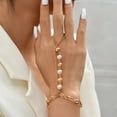 thumbnail image 2 of Women's Geometric Pearl Chain Link Bracelet: European Style Gold Alloy Fashion Jewelry, Featuring Elegant Stitching and Pearl Accents, 2 of 5