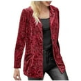 thumbnail image 2 of IROINNID Women's Comfy Short Jacket Notch Lapel Solid Color Blazer Long Sleeve Outwear, Red, 2 of 6