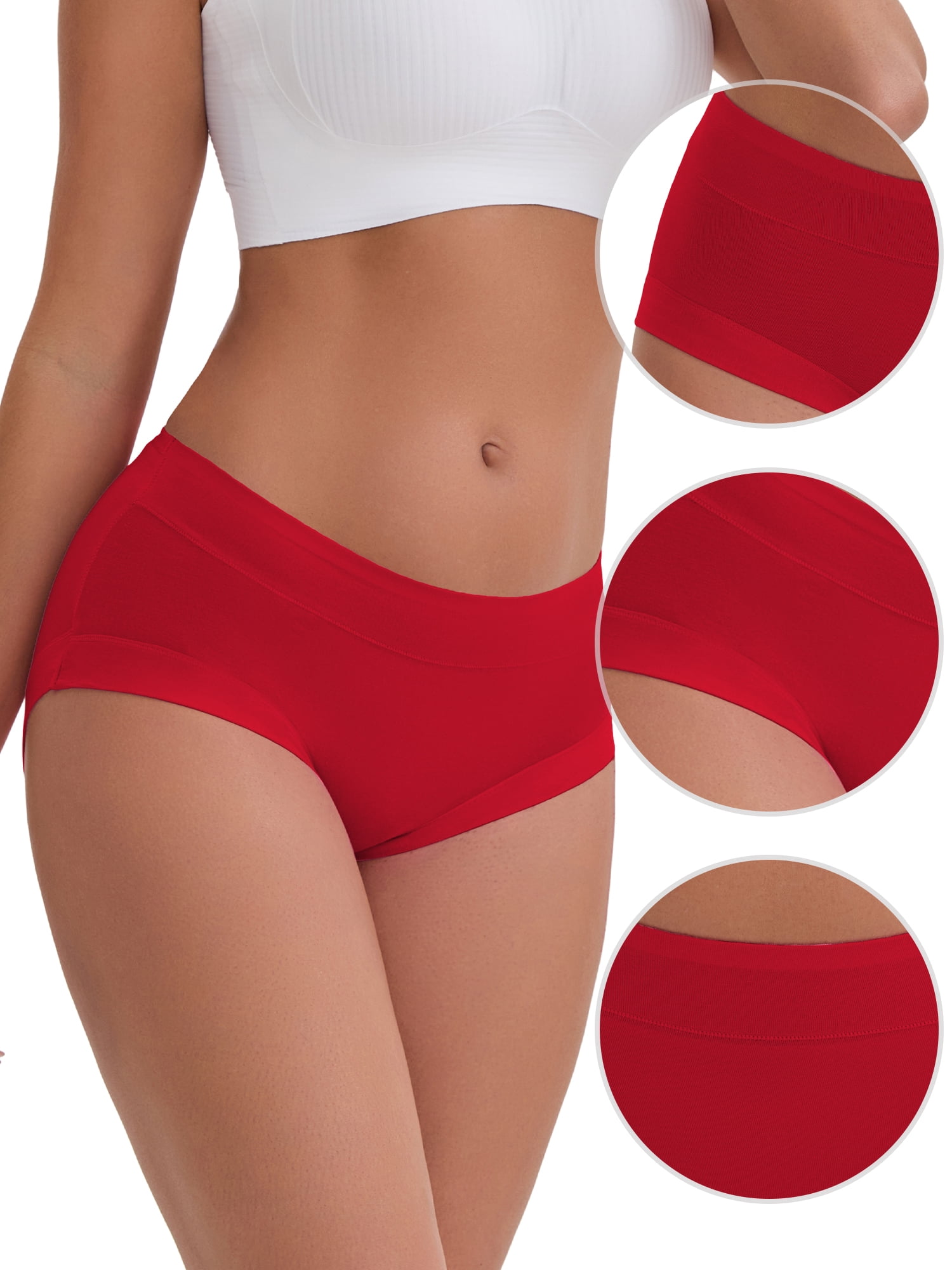 DARING DIVA Women's Plus Mid-Waisted Underwear Briefs 2 Pcs L Black, Red