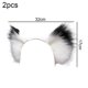 thumbnail image 2 of Diadema con orejas de piel sintética para gato y zorro, diadema hecha a mano para Halloween, orejas peludas de animales, aro para el pelo, blanco, negro y negro, 2 uds., 2 of 5
