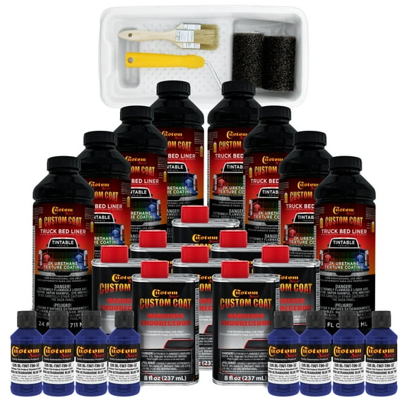 Custom Coat 35056 Ultramarine Blue T86 Urethane Roll-On, Brush-On or Spray-On Truck Bed Liner, 2 Gallon Kit with Roller Applicator Kit