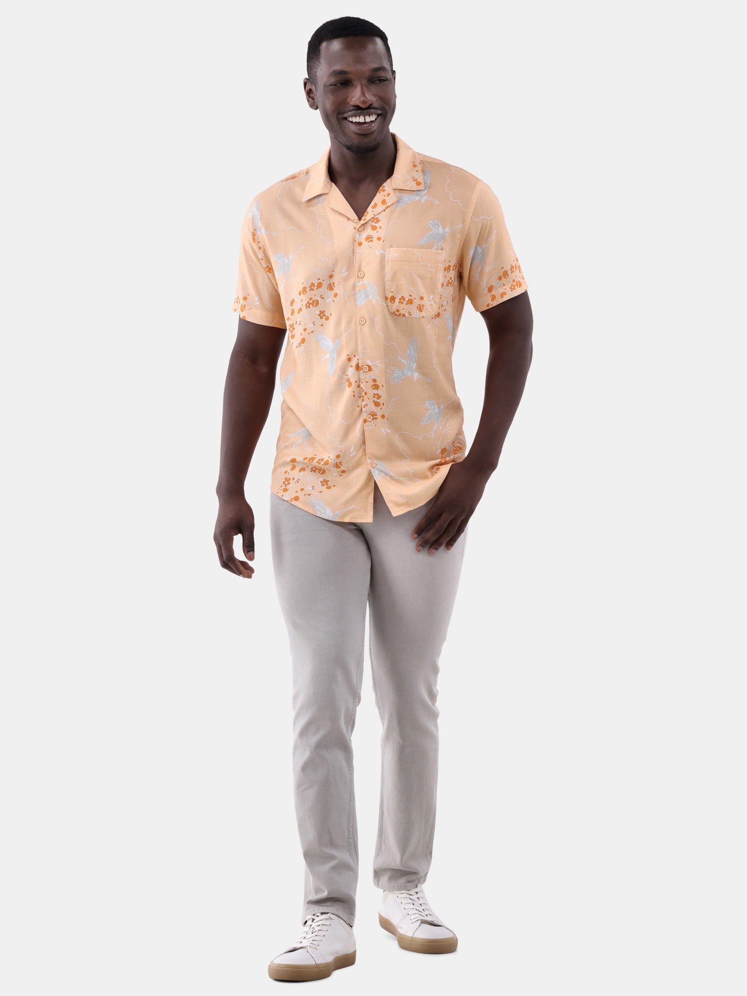 Fly By Night Men's and Big Men's Cove Printed Button Up Shirt, Sizes S-3XL