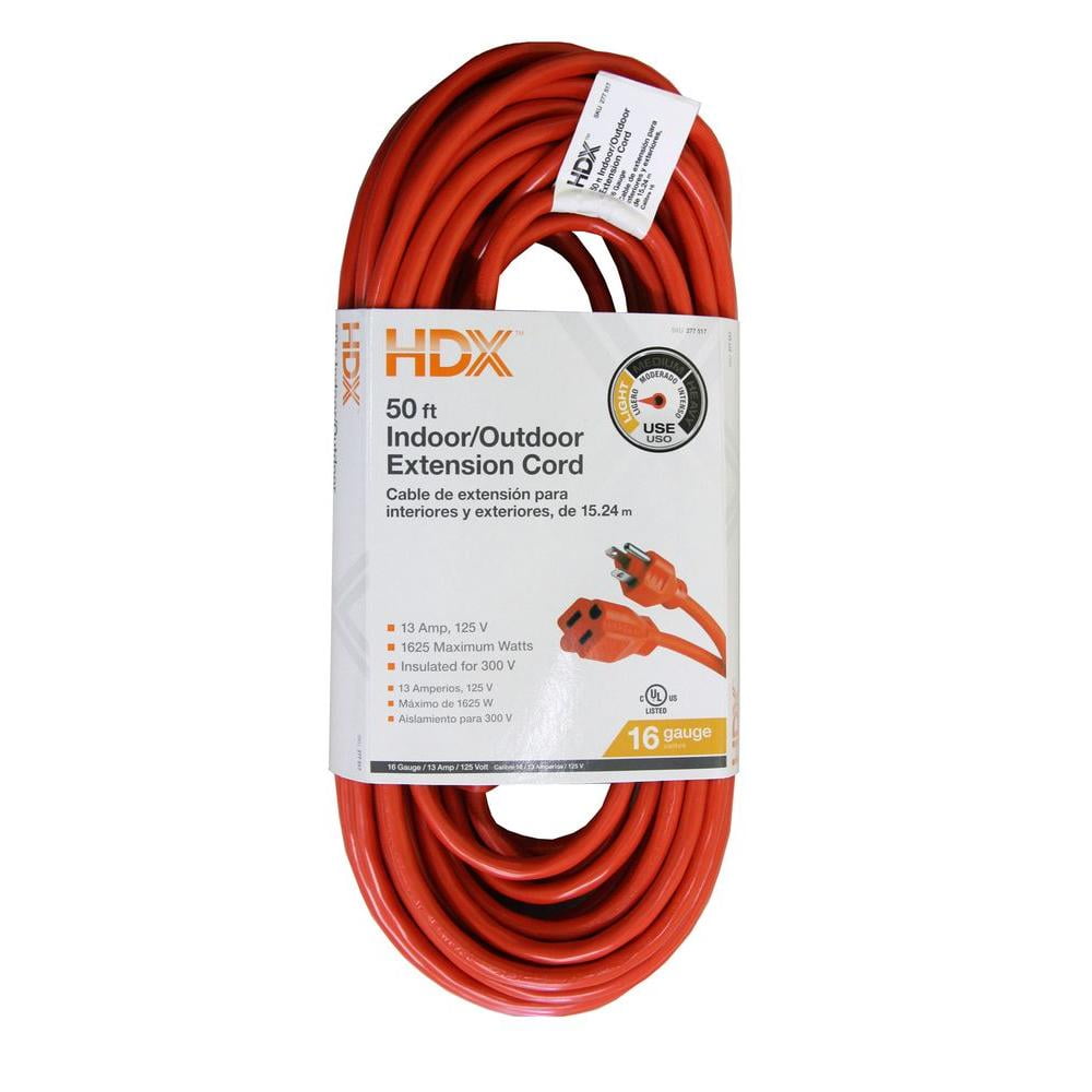 HDX 50 ft. 16/3 LightDuty Indoor/Outdoor Extension Cord New Walmart