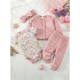 thumbnail image 3 of WIBACKER 0-12M Baby Girls' 4-Piece Warm Velvet LOVE Outfit Sets, Little Jacket, Pants, Bodysuit and Headband Set, 3 of 11