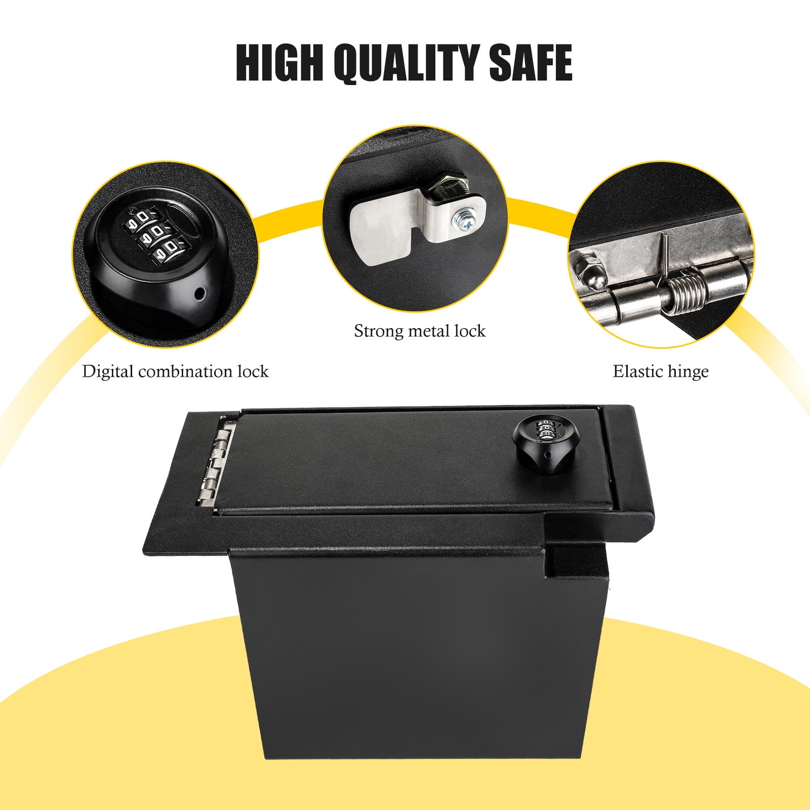 3mirrors Center Console Safe Gun Safe Box with Springs Hinge Compatible with Toyota Tundra 2022-2024 & Sequoia 2023-2024