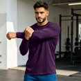 thumbnail image 6 of Garbnen S-4XL Long Sleeve Shirt Men Crew Neck Raglan Shirt Men Casual Basic Relaxed Fit Sports Fall Winter Mens Shirts Big and Tall Purple XXL, 6 of 7