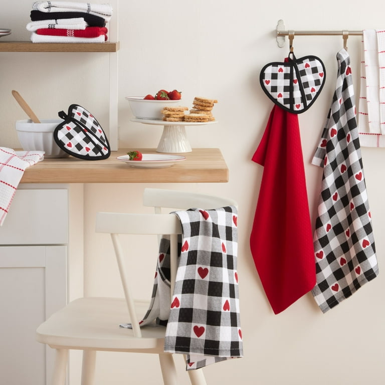 MARTHA STEWART Love Check Gingham Hearts Decorative Kitchen Towels