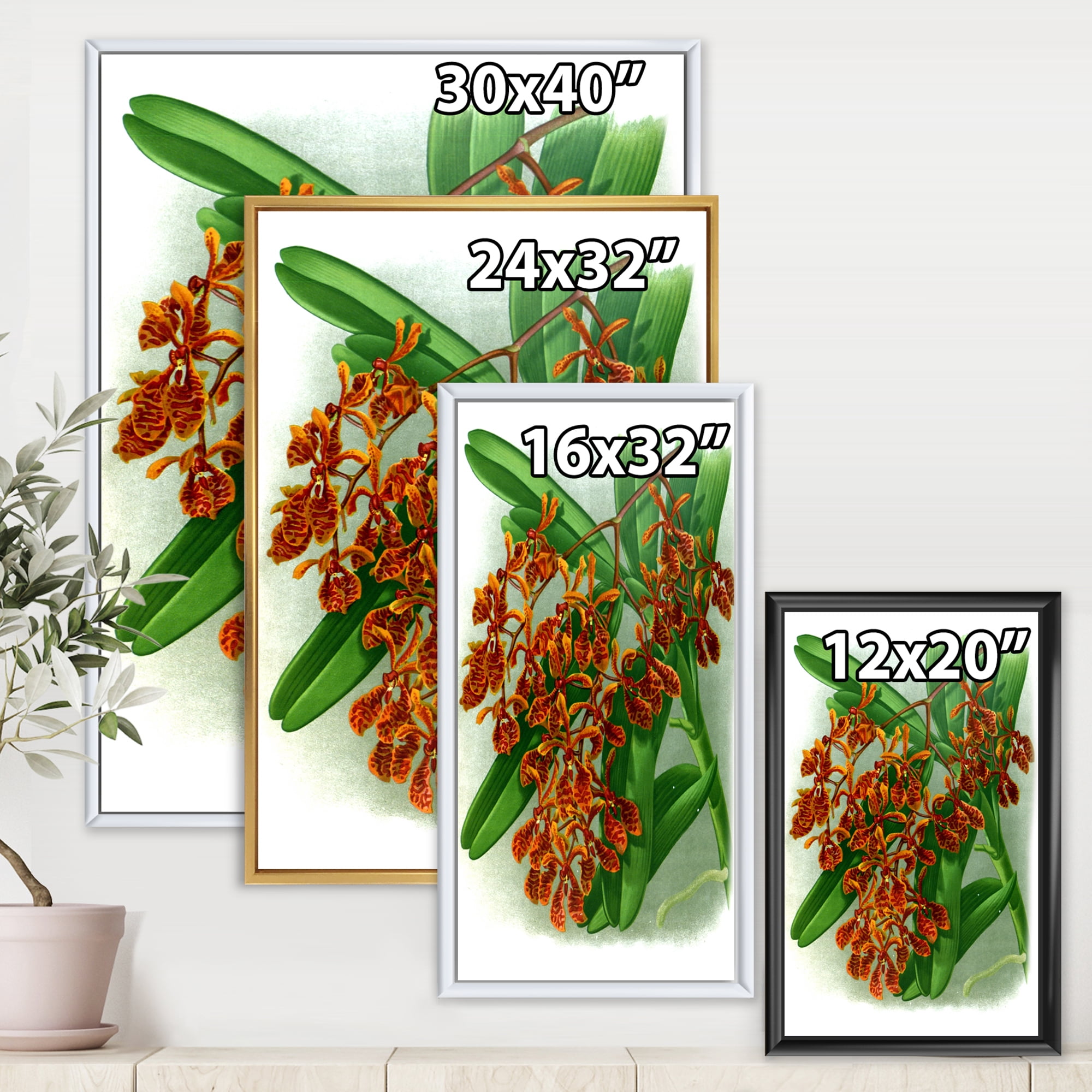 Designart 'Flowers Retro II' Farmhouse Framed Canvas Wall Art Print