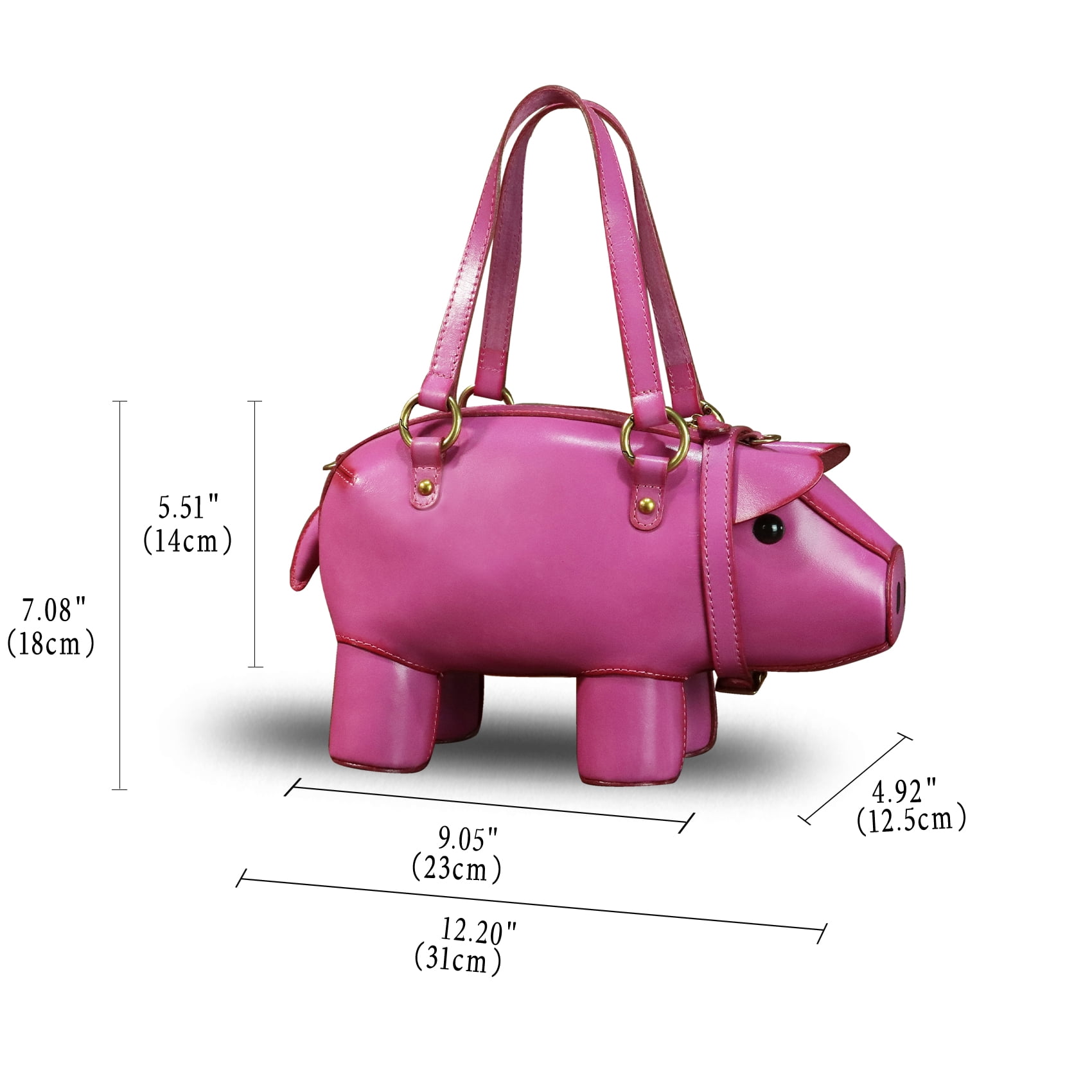 Genuine Leather Purse and Handbag for Women Pig Shape Crossbody Shoulder Bag
