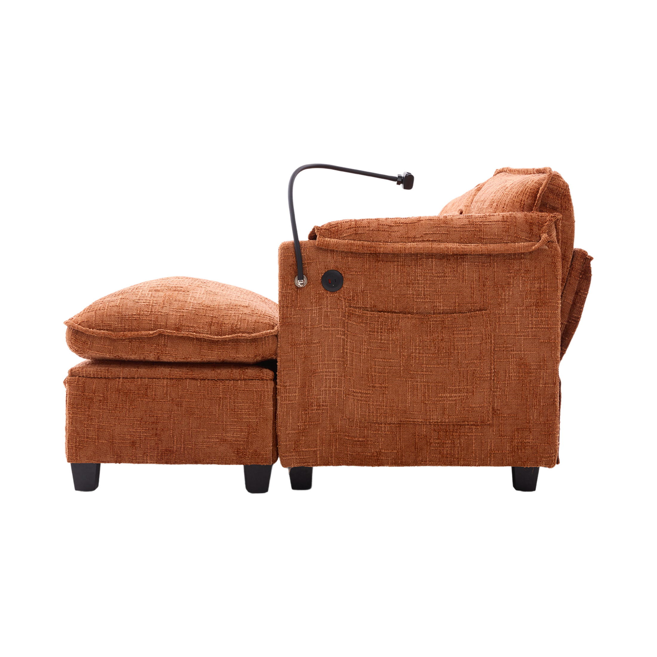 Noble House Modern 112" Oversized L-Shape Sectional Sofa, Chenille Cloud Couch with Modular Storage Ottoman, Orange