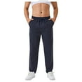 thumbnail image 2 of Men's Relaxed Fit Drawstring Pants with Patch Pockets and Elastic Waistband for Casual Wear - X Large, Navy, 2 of 7
