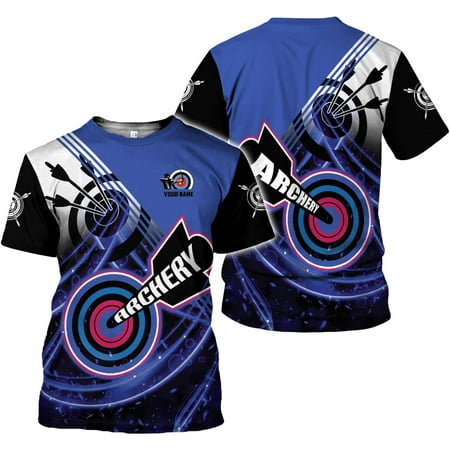 Personalized Archery Shirt 3D Archery Target Bow Archery Shirts for Men Women Archer Archery Lovers T-Shirt S-5XL (Blue 3XL)