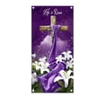 thumbnail image 2 of Chanana Happy Easter Decorations - He Is Risen Religious Door Cover - Large Fabric Easter Cross Background for Jesus Spring Party Decor - 70.87 x 35.43 Inch, 2 of 6