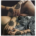 thumbnail image 2 of JM 10 hojas de pegatinas de tatuajes temporales negras para adultos, mujeres y niñas, plumas, Mandala, arte floral, cuerpo, brazo, tatuajes grandes, hojas de encaje, tatuajes temporales de boda JM JM, 2 of 4