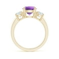 thumbnail image 2 of ANGARA Natural 1.7 ct Amethyst and Diamond Three Stone Engagement Ring in 14K Yellow Gold for Women (Size-8mm) | February Birthstone, Anniversary, Jewelry Gift for Women | Natural Amethyst Ring, 2 of 9