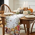 thumbnail image 3 of ERUNPONLY Fall Gnomes Table Runner - 60 Inch Long Thanksgiving Pumpkin Squirrel Sunflower Leaves Cotton Linen Blended Dress Scarves Farmhouse Table Runner for Kitchen Dining, Coffee Table, 13" x 60", 3 of 8